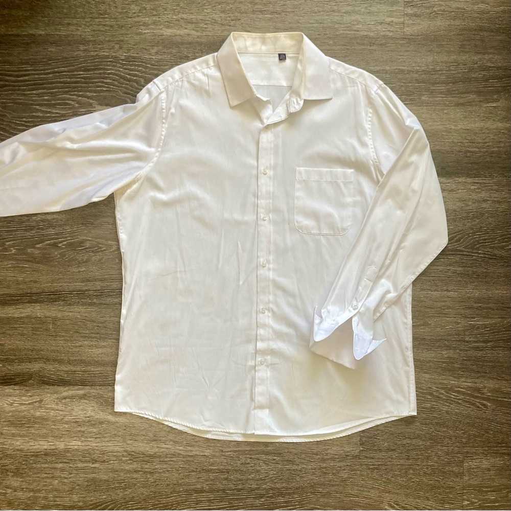 Men’s white french cuff button down dress shirt